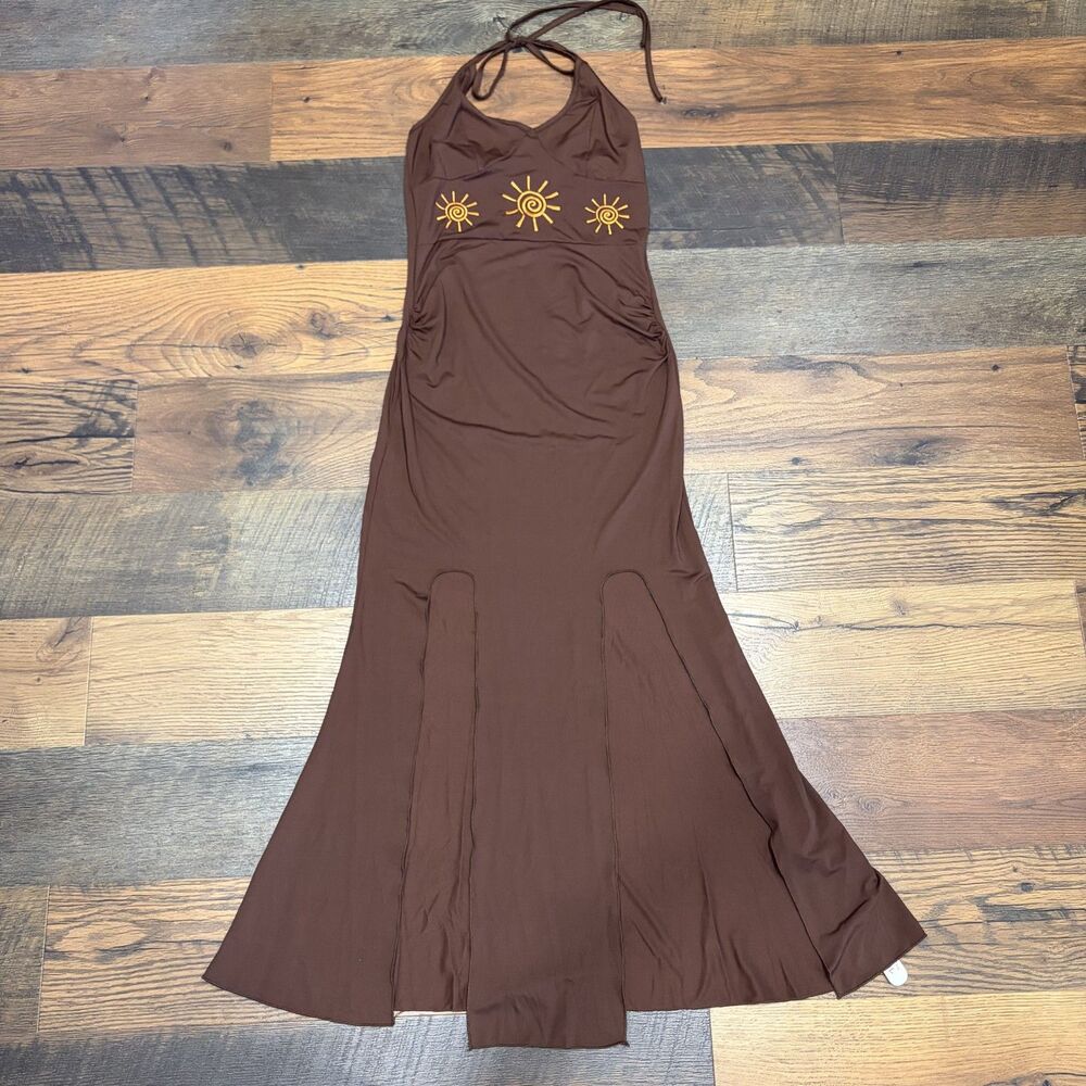 NWT Romwe 'Our Hippie Women Summer Sun' Embroidered Halter Maxi Dress